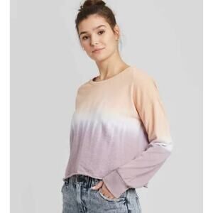 Grayson/Threads Tie Dye Crop Sweatshirt Purple/White/Peach Size Medium